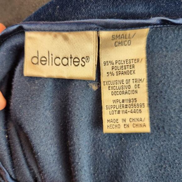 Vintage Delicates Maxi Dress Blue Velour Velvet 90s Witchy Whimsygoth - Picture 4 of 4